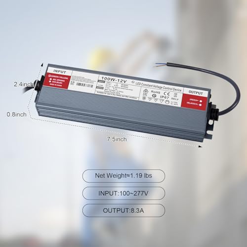Image of QNNP LED Driver 200 Watts 24V DC with Plug, Low Voltage Transformer Waterproof IP67 Power Supply Transformer Adapter AC 85V-265V to 24V DC, LED Power Supply for Indoor Outdoor Lighting
