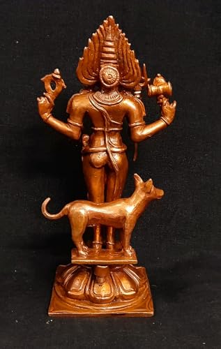 Image of Copper Idols of god Kalabhairavar, 5.5 inches, 430 Grams, Patina Antique Finish, Pack of 1 Piece