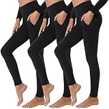 GROTEEN 3 Pack Leggings for Women with Pockets - Buttery Soft High Waisted Tummy Control Yoga Pants