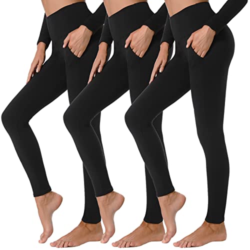 Groteen 3 Pack Leggings For Women With Pockets - Buttery Soft High Waisted Tummy Control Yoga Pants Workout Athletic Tights #TOP4