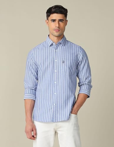Image of U.S. Polo ASSN. Striped Regular Fit Shirt for Men - 100% Cotton, Breathable & Comfortable, Full Sleeves Casual Shirt for Men
