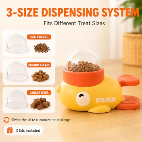 Interactive Dog Puzzle Toy, Cute Duck Treat Dispenser with Anti-Slip Pad, Press-Type Slow Feeder for IQ Training & Boredom Relief, Mental Enrichment for Small Medium Dogs & Cats (Yellow) by AiYiDaYibu - Used condition - Image 3