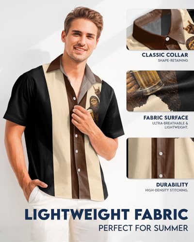 Image of 99TIMORO Fathers Funny Mens Hawaiian Shirt, Movie Button Down Short Sleeve Top, Father Day Summer Gifts
