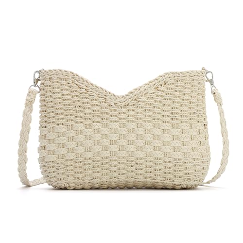 Image of LHHMZ Women Handmade Straw Hobo Shoulder Bag, Summer Beach Bag, Woven Pocketbooks Handbag, Summer Travel Beach Handbags