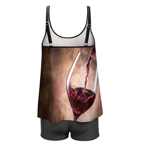 Ensembles bikini tankini vin rouge 3 pièces avec short et robe légère