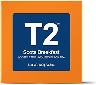 T2 Tea - Scots Breakfast Black Tea, Loose Leaf Flavoured Black Tea in Gift Cube, 100g, 3.5oz