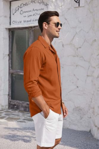 Image of Zombom Men's Cotton Blend Shirt with Full Sleeves Solid Pattern Cuban Collar Neck Line Regular Fit and Standard Length | Solid Shirt for Man Cotton | Shirts for Mans