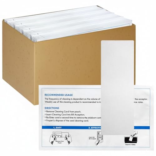 Heigble 60 Pcs 2.5" x 7.5" Presaturated Bill Validator Cleaning Cards Compatible with All Bill Validators, Readers and Currency Counters