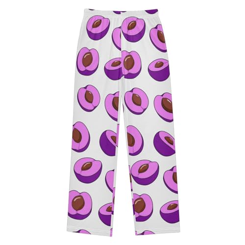 J JOYSAY Halved Plum Fruit Violet Pajamas Pants Soft Long Pajama Bottoms Lounge Sleep Pants Size S-XL