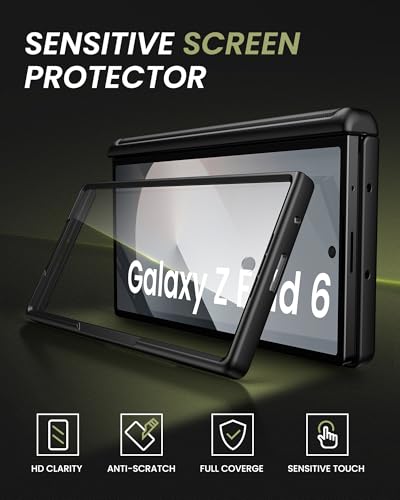 Image of for Samsung Galaxy Z Fold 6 Case with Card Holder & Slide Camera Cover, Built-in Screen Protector & Hinge Protection, Shockproof Durable Wallet Phone Cover Case for Galaxy Z Fold 6 2024, Black