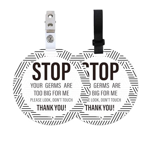 PLIGREAT 2 Pack Stop Don't Touch Baby Sign for Newborn Babys Girl Boy Please Stop Touching Baby Reminder Signage with Stroller Hanging Sign Tag, Black Line