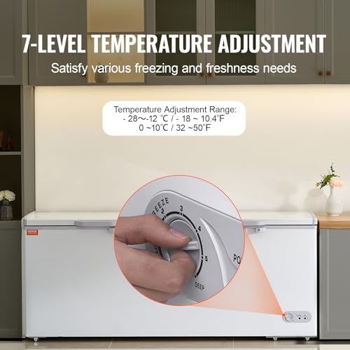 VEVOR Chest Freezer, 19.8 Cu.ft / 561 L Large Deep Freezer with Split Top Double Locking Lids, Freestanding Commercial Chest Freezer & 4 Removable Baskets, 7-Level Adjustable Temp, LED Light, 6 Wheels on Fridge.com