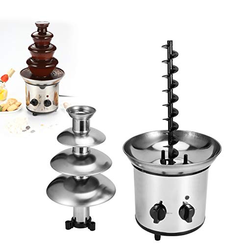 Four layer rotating Chocolate Fountain Machine, Stainless Steel, Large capacity Bowl, Easy to, Suitable for Weddings Birthday Parties, with Selected materials, for cafes,