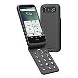 Doro - Aurora A20 Flip Smartphone - Senior Mobile Phone - Easy to Use - Assistance Button with GPS Location - Hearing Aid Compatible - USB Cable Included - Graphite