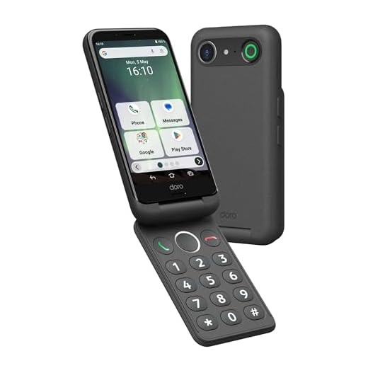 Doro - Aurora A20 Flip Smartphone - Seniorentelefon - Einfach zu bedienen - Hilfetaste mit GPS-Ortung - Hörgerätekompatibel - USB-Kabel im Lieferumfang - Weiß