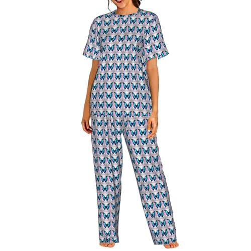 Pyjama manches courtes femme papillon pour des soirées cocooning estivales