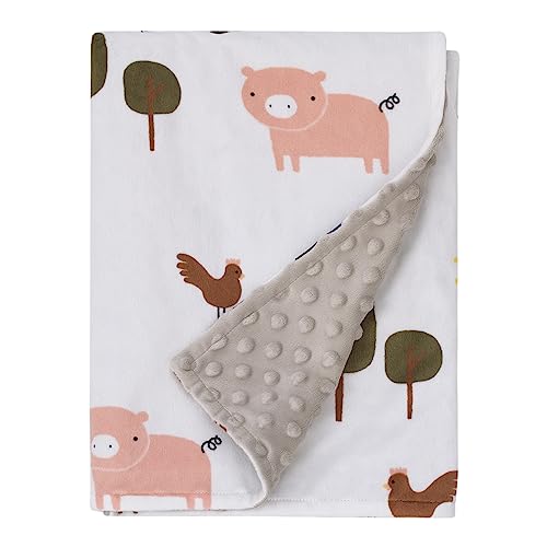 Image of Little Love by NoJo Farm White, Gray, and Green Horses, Cows, and Chickens Super Soft Baby Blanket as it is Currently Incorrect