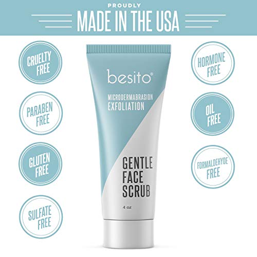 Microdermabrasion Face Scrub and Facial Exfoliator. Gentle Formula for Blackheads, Reducing Pore Size, Improving Acne Scars and Skin Texture.
