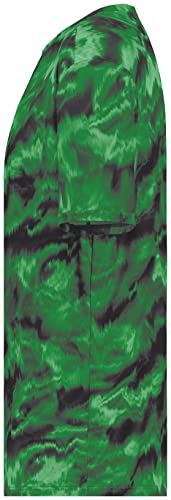 Holloway Youth Stock Cotton-Touch Poly Tee, Dark Green Shockwave Print, Large #TOP2