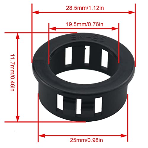Snap Bushing Mtqy 20Pcs 1 Inch Cable Snap Bushing Grommet Protector Black Nylon Fferrule Pipe Snap Bushing Coil Cable Wiring Ring Protection Grommet #TOP1