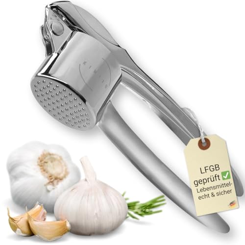KIMIJO Knoblauchpresse - Spülmaschinengeeignet - Rostfrei - Robuste & ergonomische Garlic Press für einfaches Pressen aus massiven Zinkguß - Perfekt für frischen Knoblauch KIMIJO Knoblauchpresse - Spülmaschinengeeignet - Rostfrei - Robuste & ergonomische Garlic Press für einfaches Pressen aus massiven Zinkguß - Perfekt für frischen Knoblauch