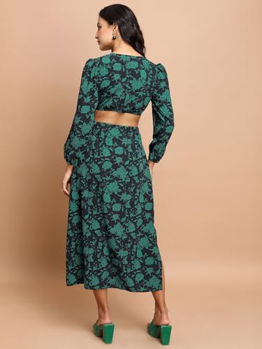 Image of Tokyo Talkies Women's Long Sleeves V-Neck Printed Dresses | Stylish Dresses | Casual Dresses