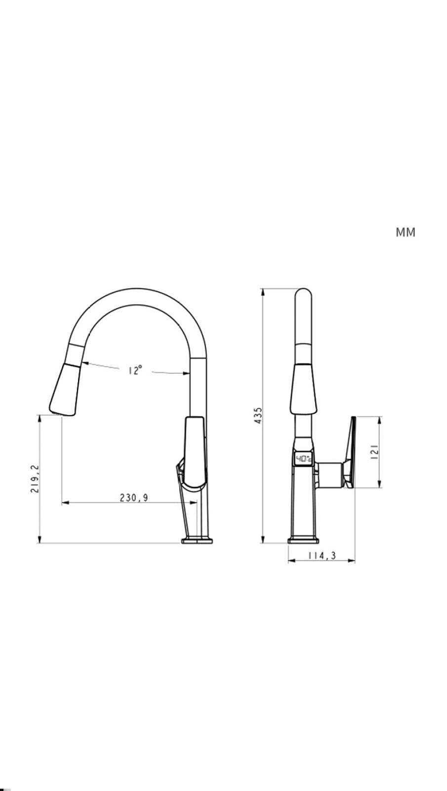 Pistola pulverizadora universal para grifo de cocina de 60 cm, manguera telescópica, agua caliente y fría, pantalla digital, diseño giratorio gris, perfecto para una fácil limpieza y uso versátil