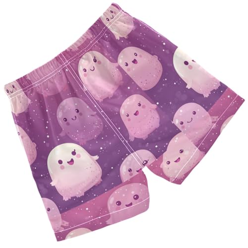 Pigsaly Boys Swim Trunks Mauve Dusty Rose Cute Ghost Boys Board Shorts Swimsuit Swimwear Summer Bathing Suit XS2