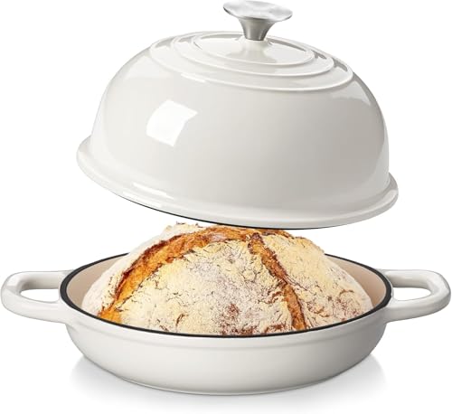 NIUB Enameled Cast Iron Dutch Oven for Bread Baking 5 QT Round Bread Oven Pot with Dome Lid for Sourdough Roasting Braising