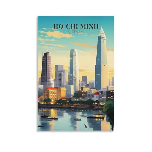 ouweri Affiche murale vintage sur toile Motif Hô Chi Minh-Viêt Nam 20 x 30 cm