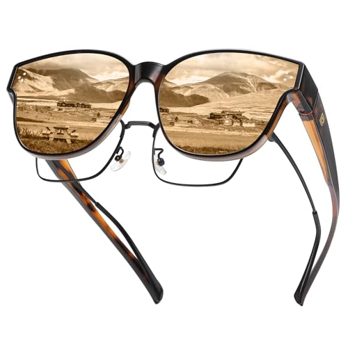 DUCO Fit Over Sunglasses for Men Women Wear Over Glasses Retro Wrap Around Polarized Sun Glasses UV400 Protection DC8981