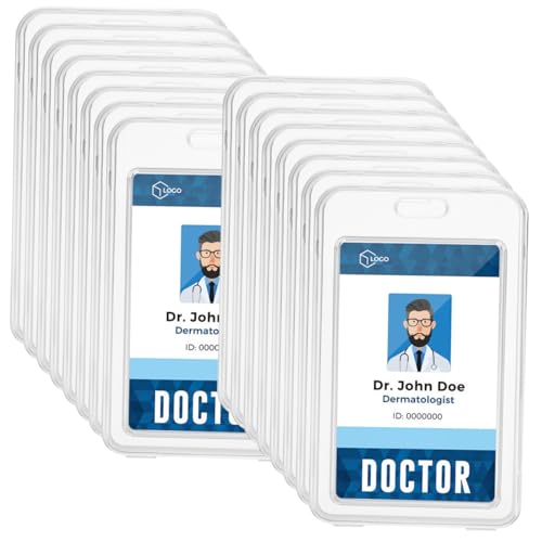 Porta credenciales de plástico transparente PRETYZOOM de tamaño estándar para oficina, 20 uds
