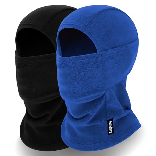 rooyvany - rooyvany Kids Fleece Balaclava Ski Mask for Boys Girls, Thermal Lightweight Windproof Face Mask for Winter Activities(Black/Royal)