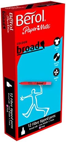 Berol Colour Broad Fibre Tipped Pen - Black, Pack of 12
