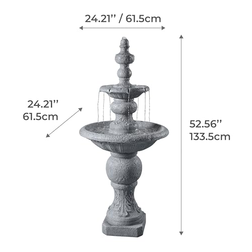 Teamson Home 52.56 in. Outdoor Two-Tier Water Fountain with Realistic ICY Stone Texture for Outdoor Living Spaces Creating a Calming Oasis for Gardens, Landscaping, Patios, Balconies, Lawns, Gray by Teamson Home - Image 5