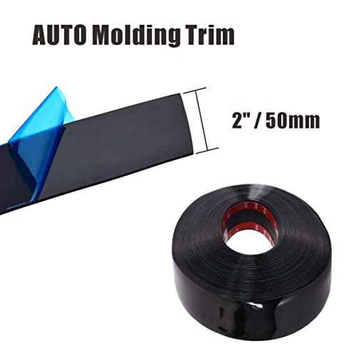 Width: 2 Inch (50Mm) Self Adhesive Auto Trim Molding Strip Scratch - Proof Car/Truck/Rv Exterior & Interior Molding Trim Universal Bumper Window Door Body Side Decorative Strip (8Ft, Glossy Black) #TOP2