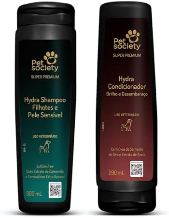 Kit Shampoo Filhotes Pele Sensivel 300ml Condicionador Brilho Des...