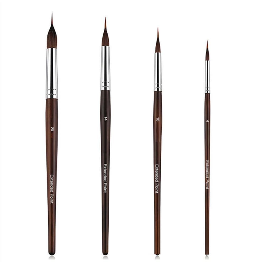 Onchdbfhuu 4Pcs Extended Needle Point Brushes Synthetic Extra Long Pinhead Brush for Watercolor Acrylic Gouache Inks Painting