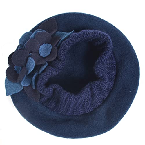 Hisshe Lady French Beret 100% Wool Beret Chic Beanie Winter Hat Hy023 (Navy) #TOP2