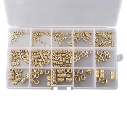NEIQIUWING 300 insertos roscados M2 M2,5 para tuercas roscadas M3 M5 M6, casquillos roscados de latón