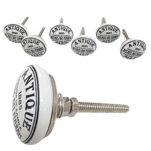 Image of Vintage Ceramic Knobs For Kids and Kitchen Cupboards, Drawers, Wardrobes, PC Cabinets, Almirahs, Dressers, Decorative Pull Handles For Dressing Table and Home Decor - Set of 6, Antique Paris