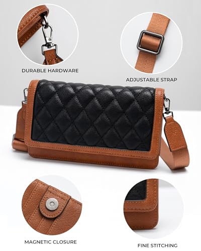 Image of Alldaily Quilted Small Crossbody Bag for Women, Wallet Purse with Card Slots & Phone Holder