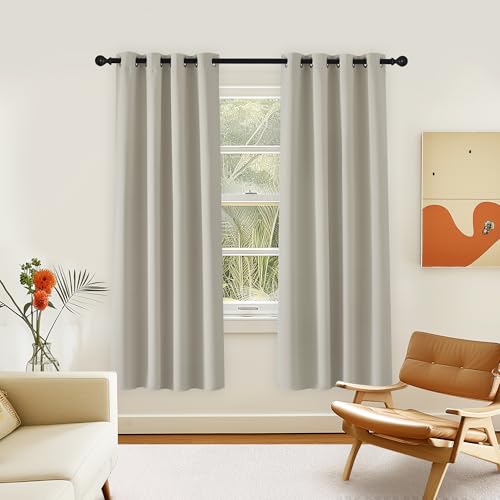 NICETOWN Room Darkening Curtain for Living Room - Energy Saving Thermal Insulated Grommet Room Darkening Curtain/Drape for Bedroom (1 Panel, 46 by 72, Natural)