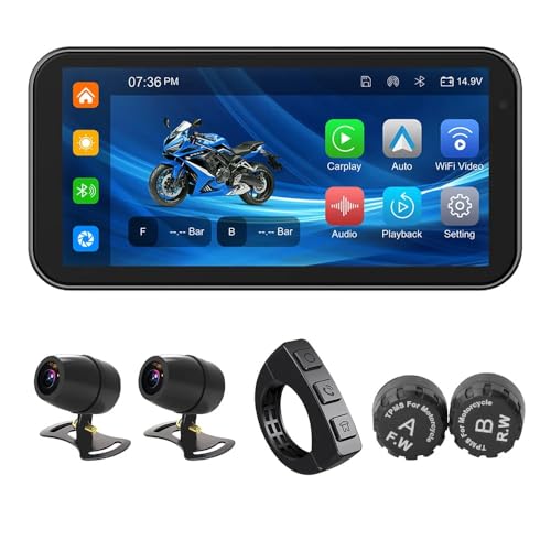 Cámara de salpicadero para motocicleta de 6,25 pulgadas con asistente de voz y TPMS 2