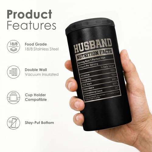 Image of Gift for Husband Can Cooler Stainless Steel 12oz, Insulated Tumbler for Men, Travel Cans Koozie, Gifts for Birthday, Christmas