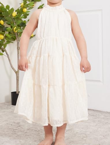 Girls Lace Dresses Halter Neck Beige Dress Maxi Dress 3 to 9 Years2