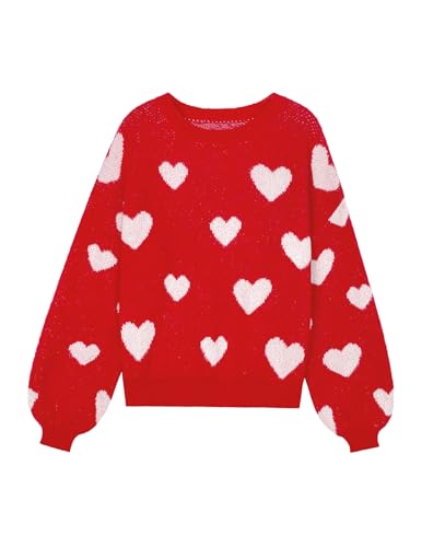 Image of Libsorge Womens Valentine Heart Sweater 2026 Valentines Day Trendy Cute Oversized Long Sleeve Pullover Sweaters