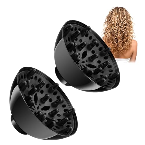 Secador difusor, difusor de pelo universal, ajustable para secadora con boquilla, accesorio difusor, secador de pelo, para cabello rizado u ondulado, volumen máximo sin frizz (2 unidades)