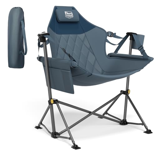 TIMBER RIDGE Hammock Camping Chair with Adjustable Backrest, Heavy Duty Folding Hammock Chair Supports 300lbs, Portable Hammock Chair for Camping, Travelling and Patio, Blue by TIMBER RIDGE - Used condition - US$64.99