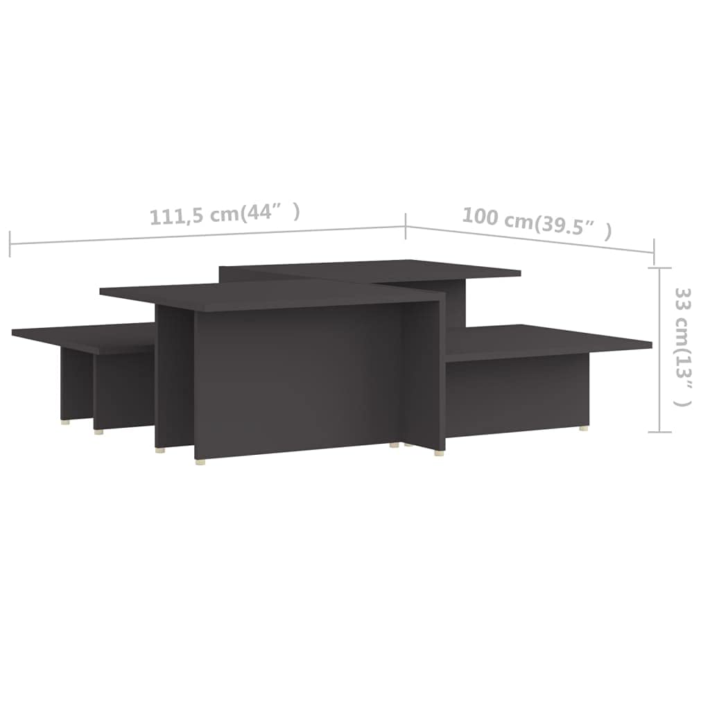 Set di 2 tavolini da salotto moderni, 111,5 x 50 x 33 cm, in legno, con 2 ripiani, per soggiorno e ufficio, stabili e facili da pulire